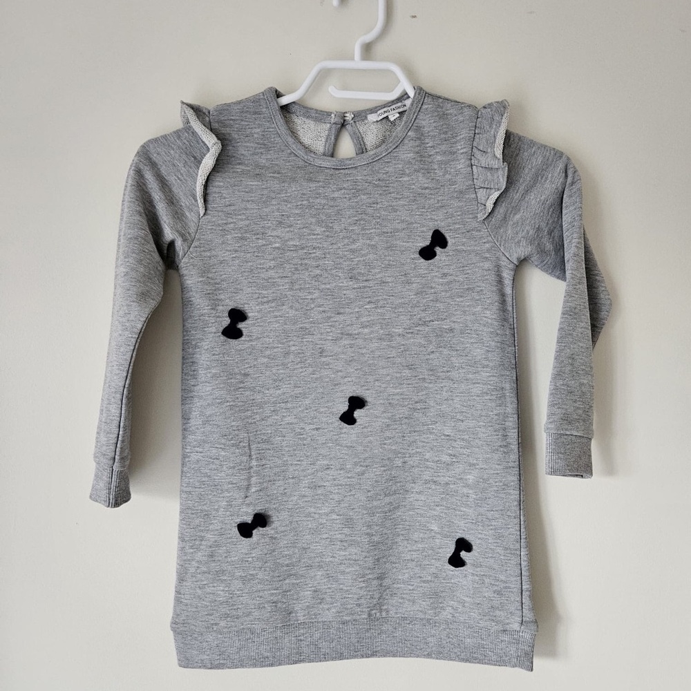 Gray Ruffle Sleeve Kids Sweater
